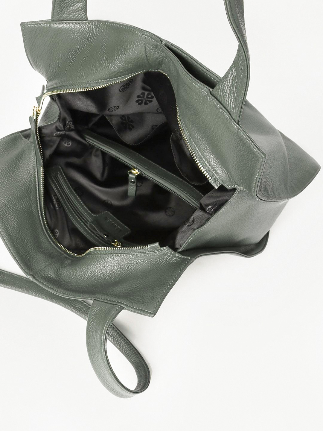 Классическая сумка-шоппер с фурнитурой в виде "заколки" от KELLEN оттенка милитари