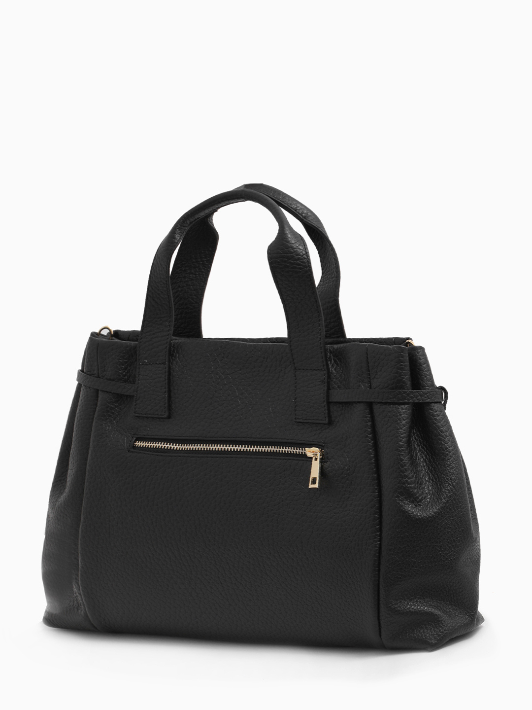 Чёрная сумка-тоут с кожаными складками и логотипом Christian Villa