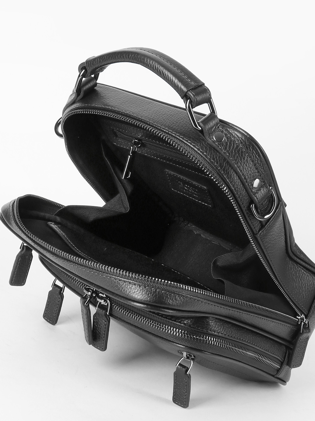 Мужская сумка-барсетка с дополнительным отделением спереди от Bond из натуральной кожи черного цвета