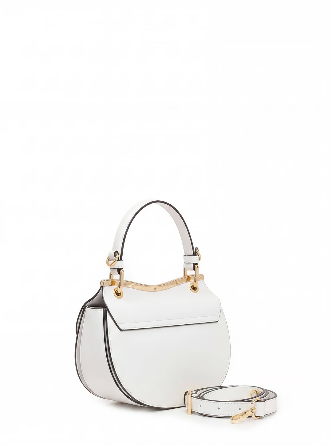 Небольшая сумка полукруглой формы с поворотным замком на фирменной пряжке от Cromia из белой кожи