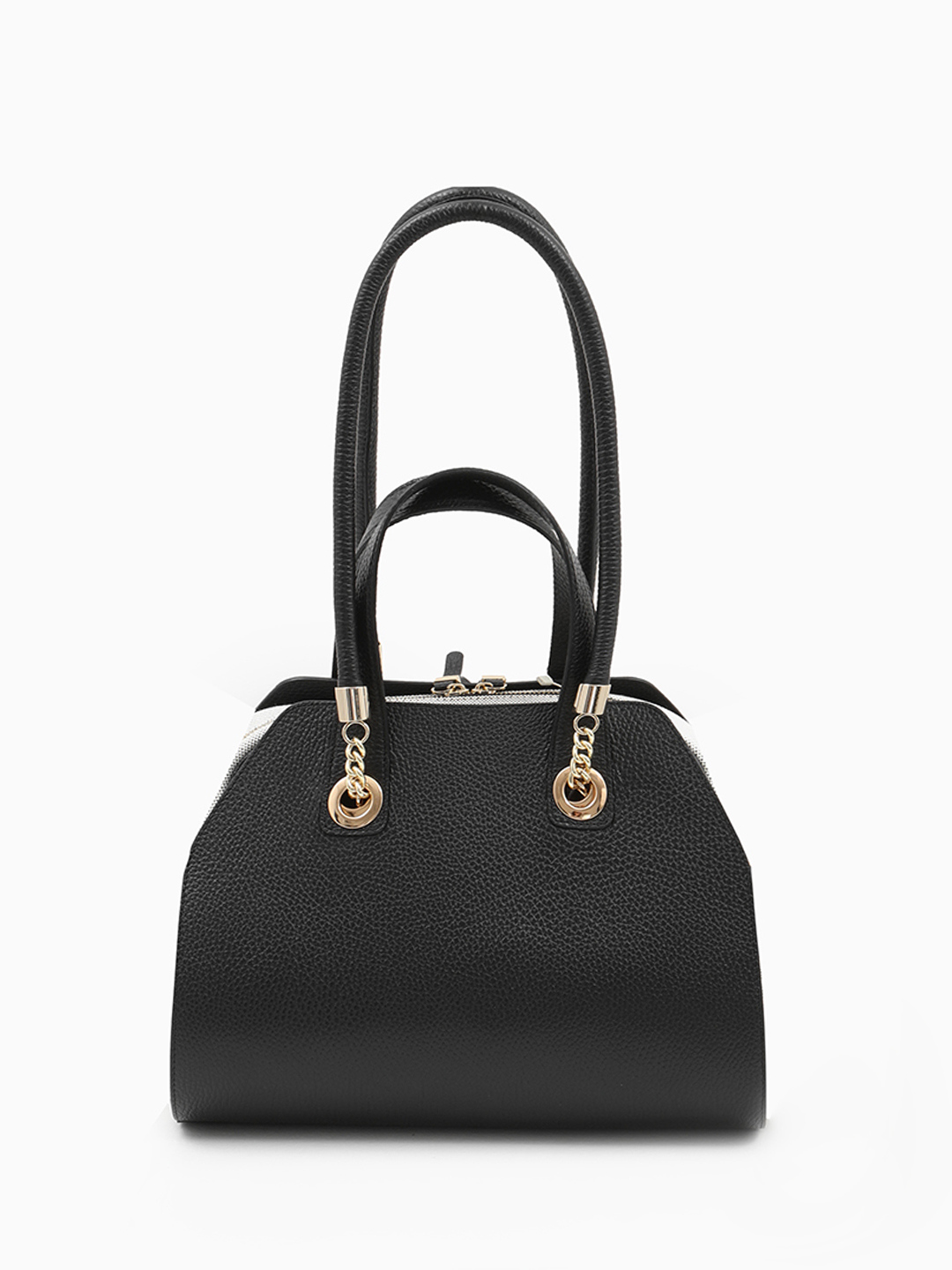 Сумка-трансформер с двойными ручками от KELLEN из текстиля и натуральной кожи чёрного цвета