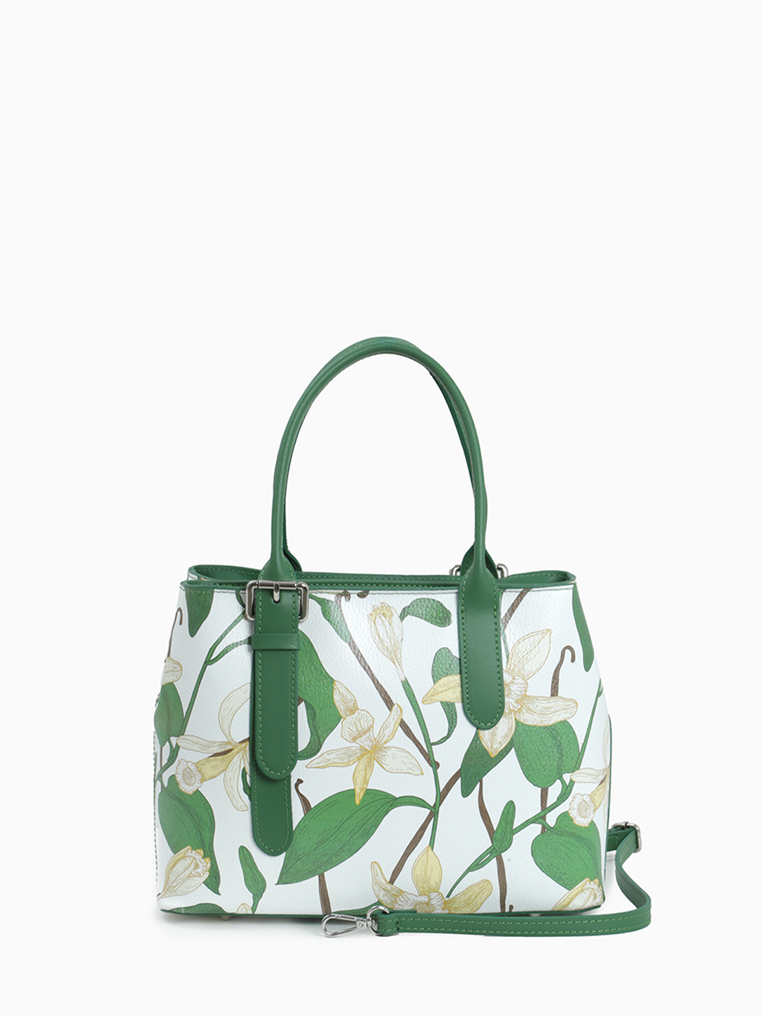 Сумка-тоут с цветочным принтом и ручками зелёного оттенка от Folle