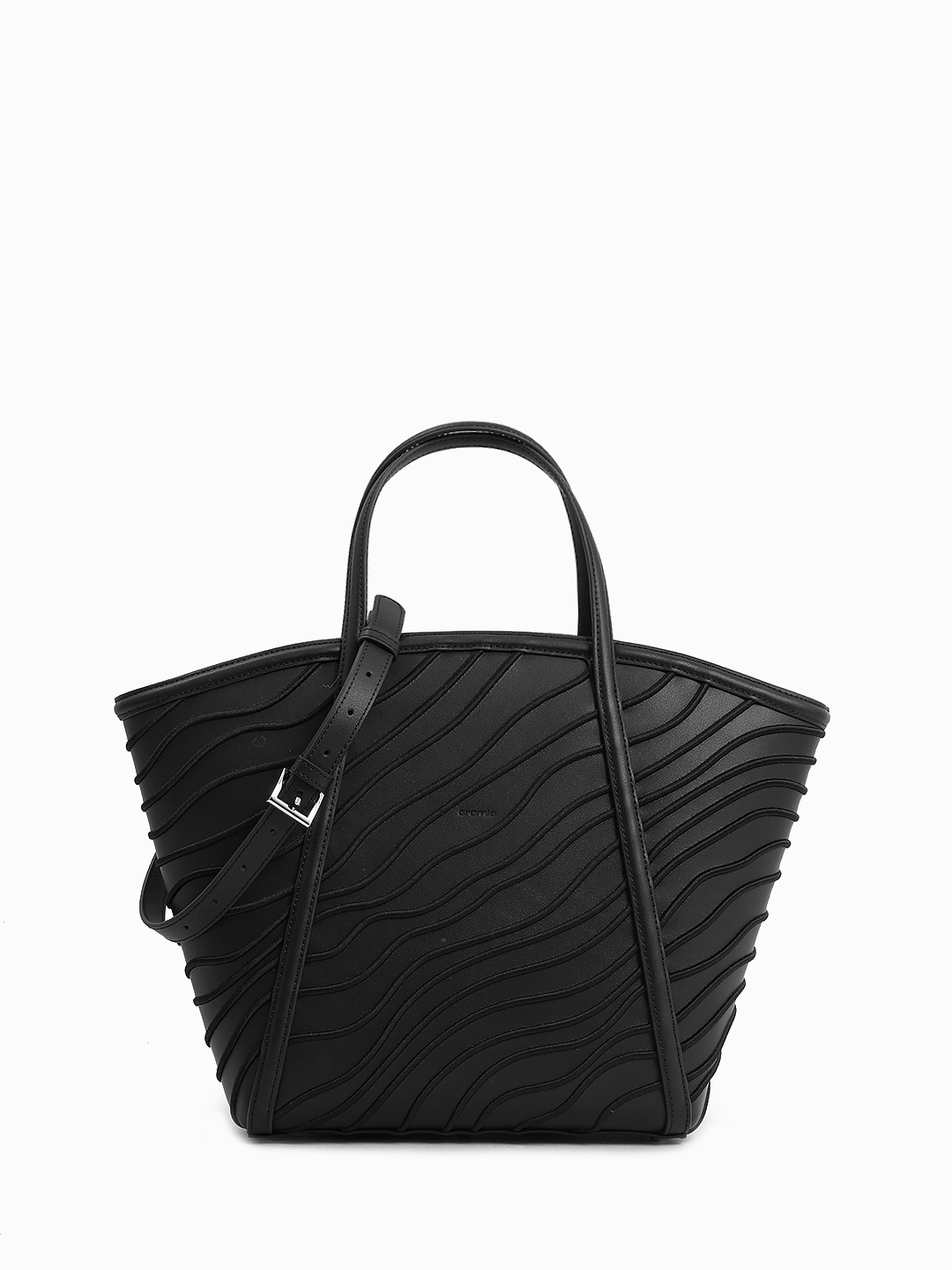 Сумка-трапеция в размере М с объёмным узором от CROMIA в чёрном цвете