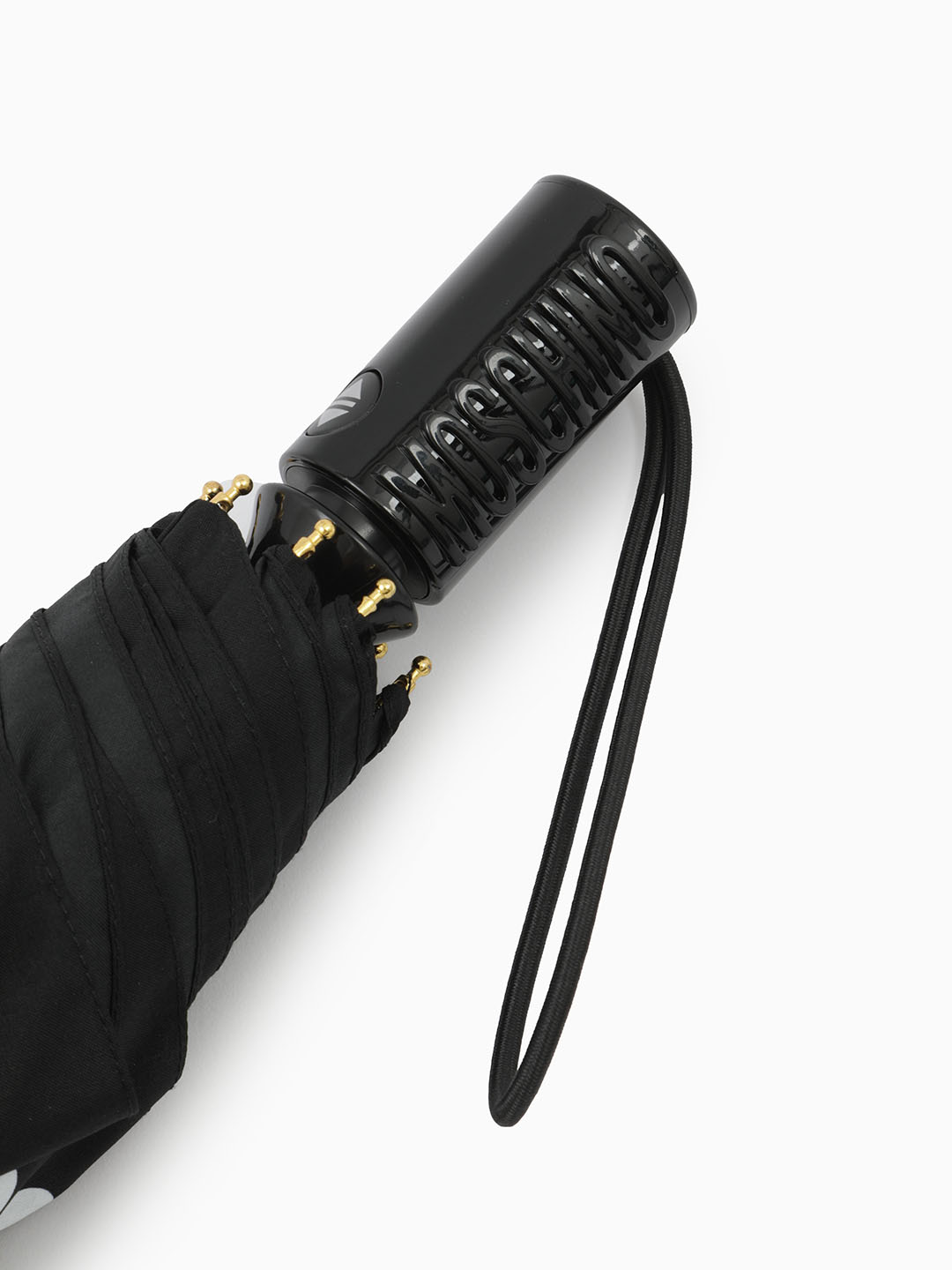 Зонт-автомат мини в горошек черного цвета от MOSCHINO