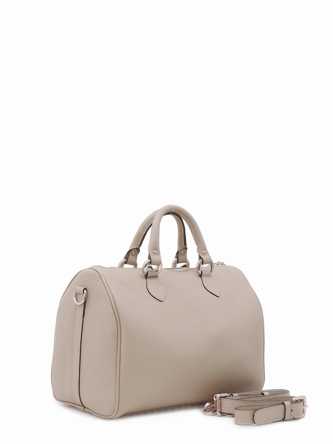 Сумка-боулер в размере М с брелком с твилли от Di Gregorio в оттенке тауп