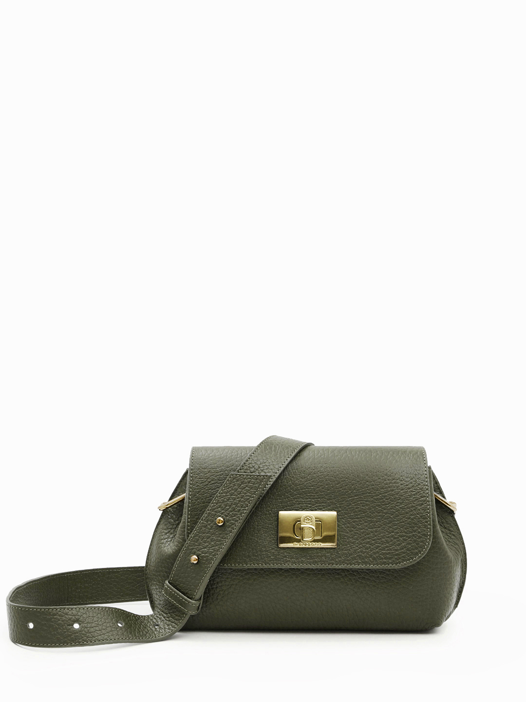 Кросс-боди в оливковом оттенке с поворотной фурнитурой от Di Gregorio
