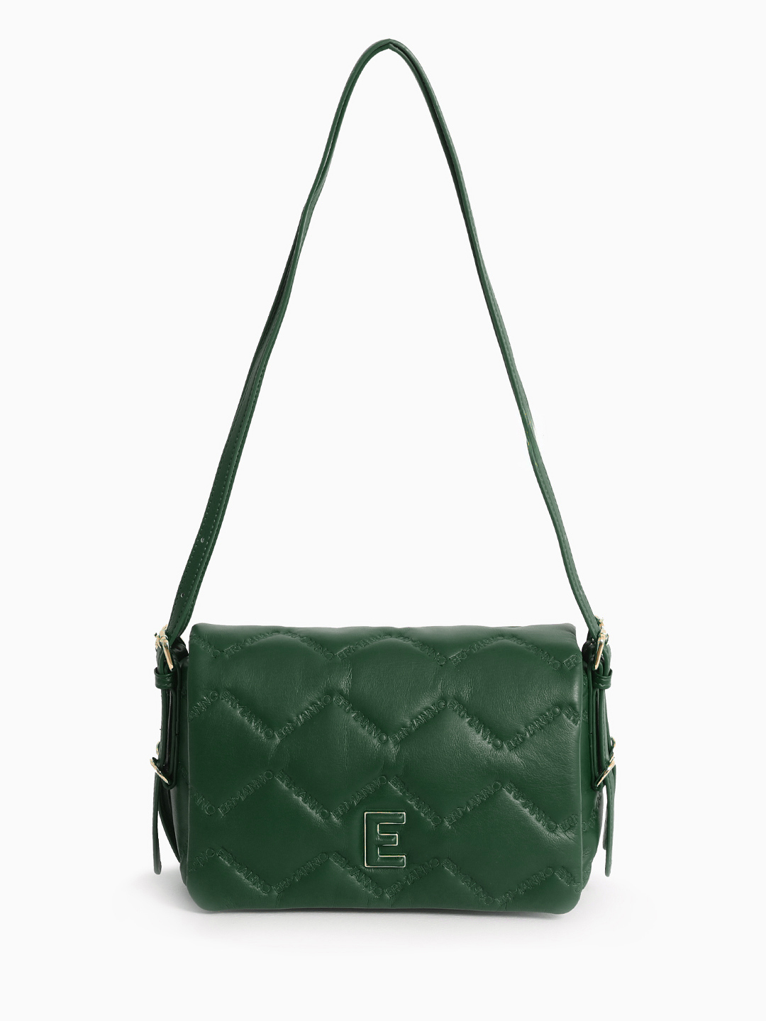 Стёганая кросс-боди на плечо с патчем с логотипом ERMANNO FIRENZE в зелёном цвете