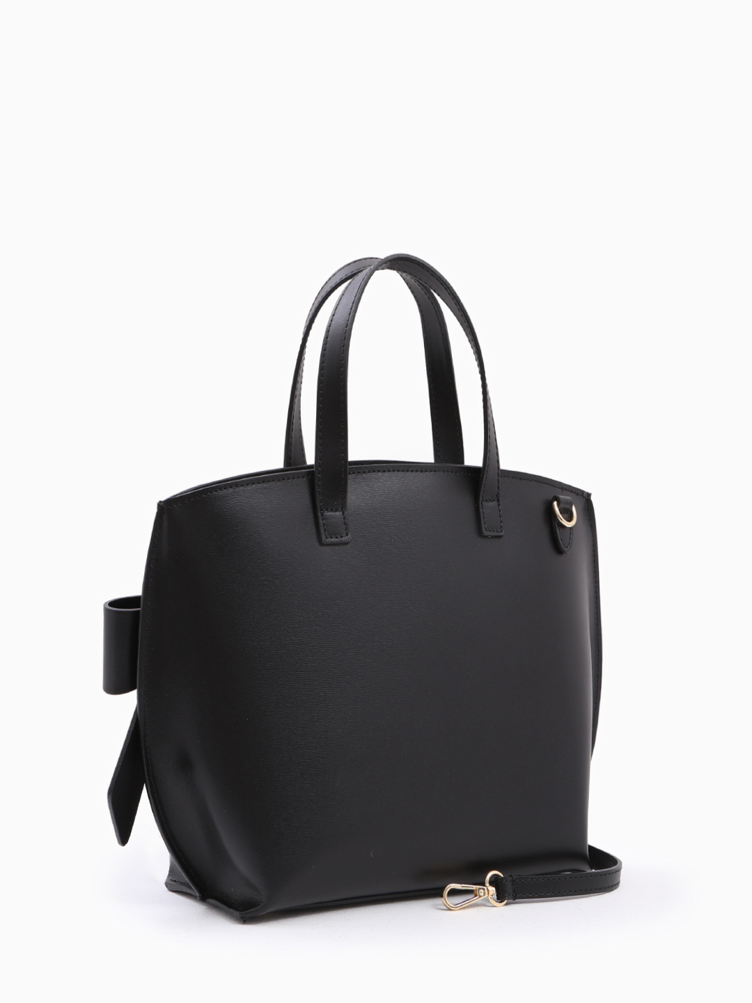 Чёрная сумка-тоут в размере М с объёмным кожаным бантом от FOLLE