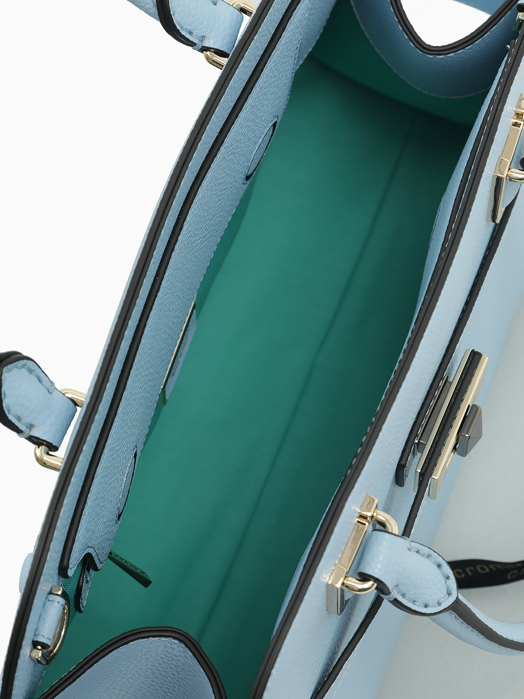 Классическая сумка трапециевидной формы от Cromia из натуральной кожи голубого цвета