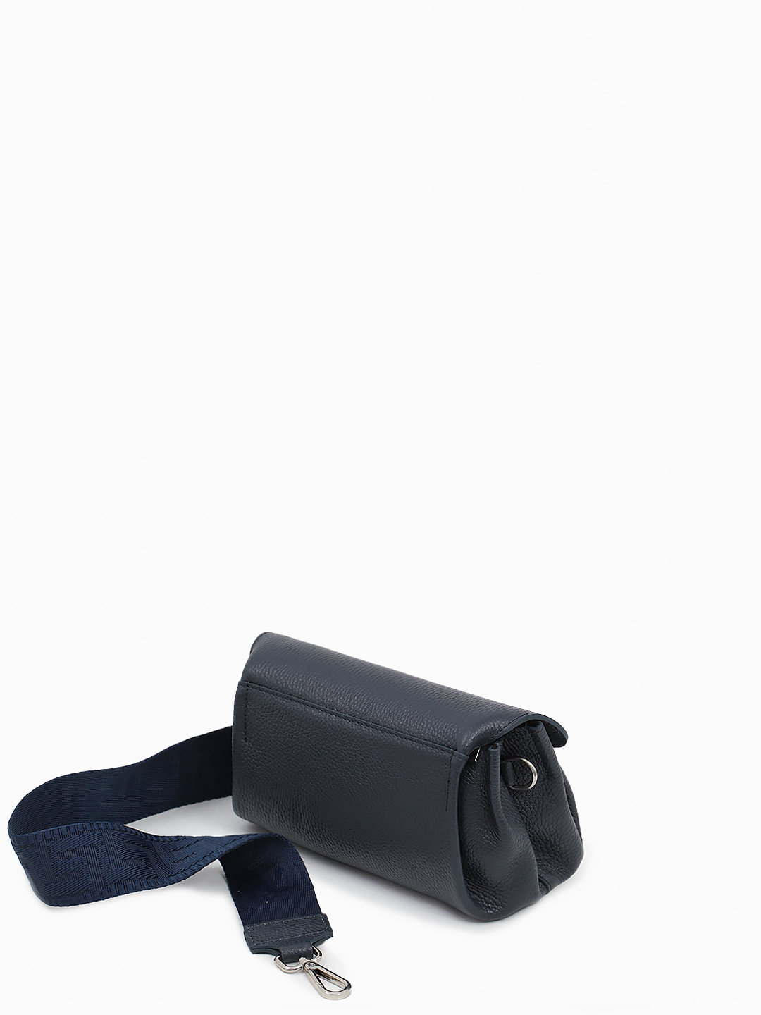 Кросс-боди с треугольным клапаном и текстильным этно ремнём от FOLLE в синем цвете