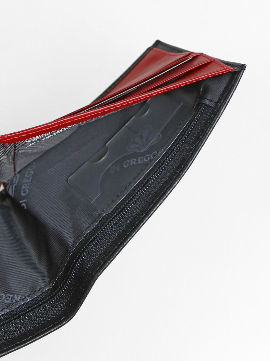 Зажим для купюр от Di Gregorio в черном цвете с красной строчкой 