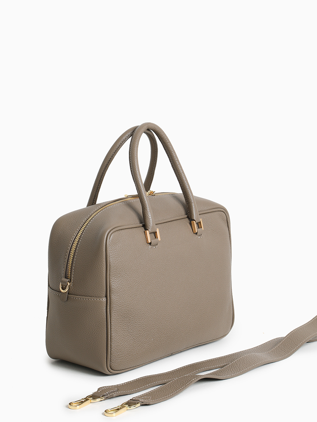 Прямоугольная сумка-тоут с фирменной строчкой от Christian Villa в оттенке тауп