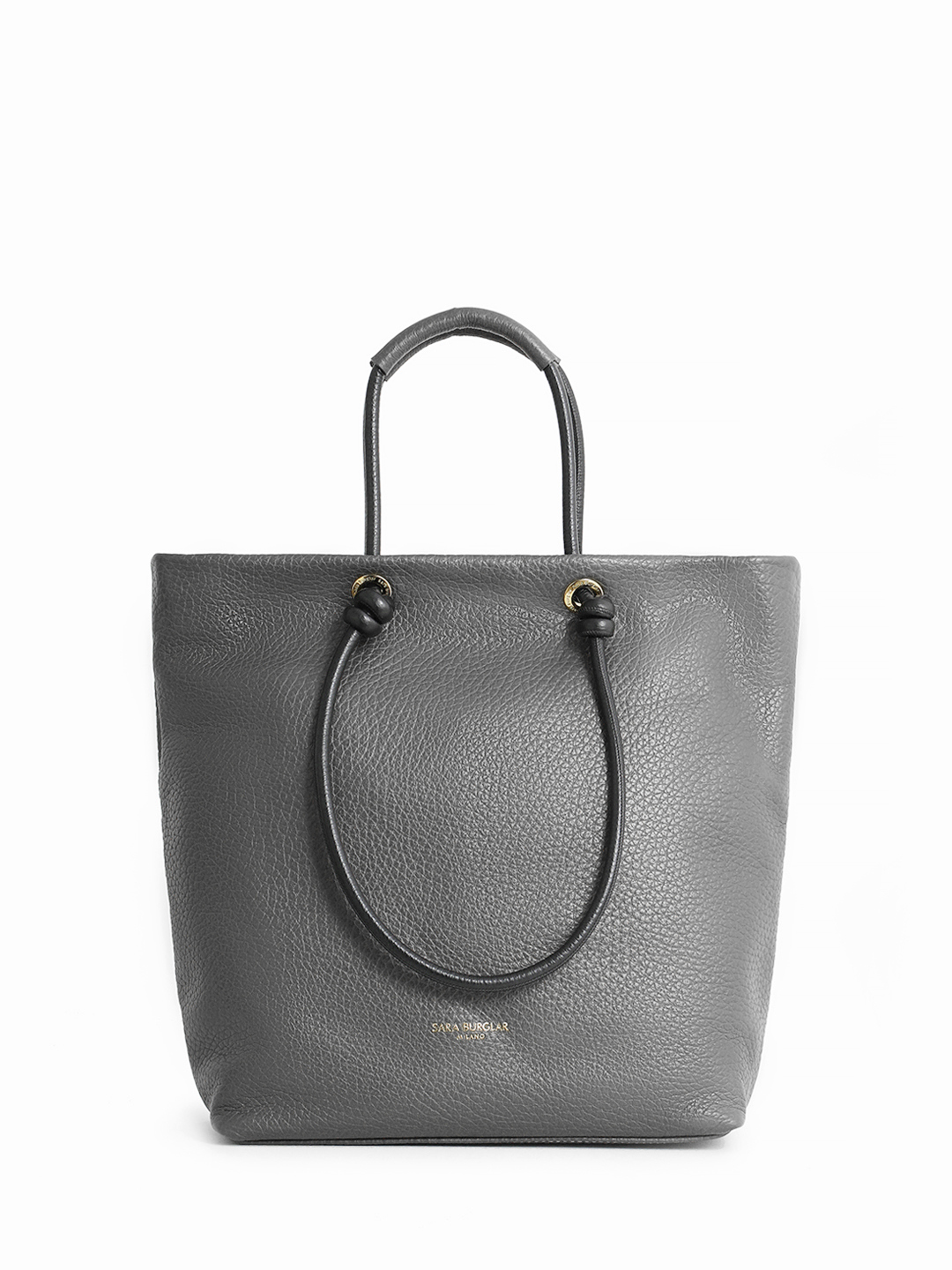 Серая сумка-шоппер с объёмными узлами на ручках от Sara Burglar