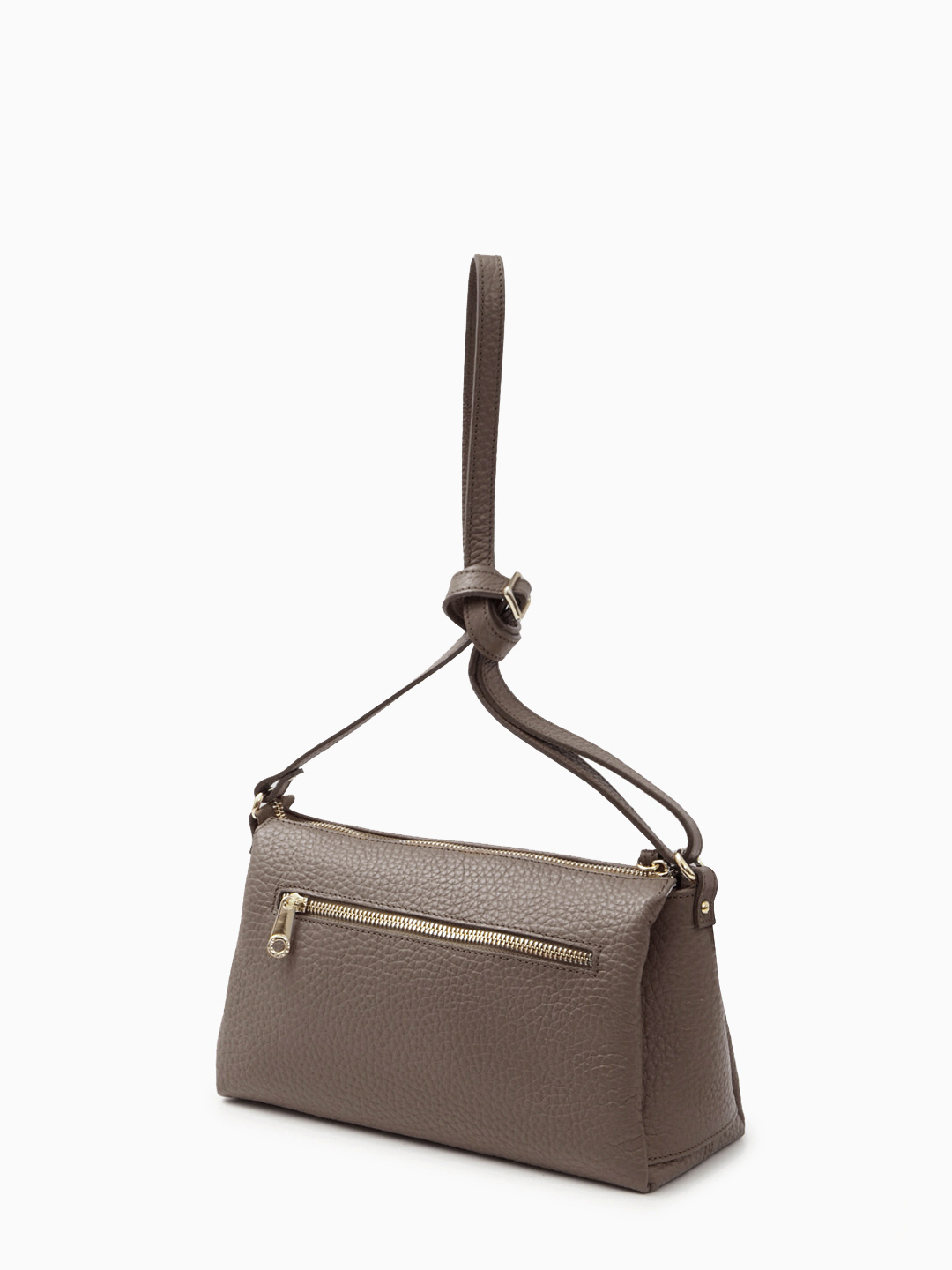 Кросс-боди с двумя кожаными пуллерами и металлическим логотипом Di Gregorio в цвете тауп