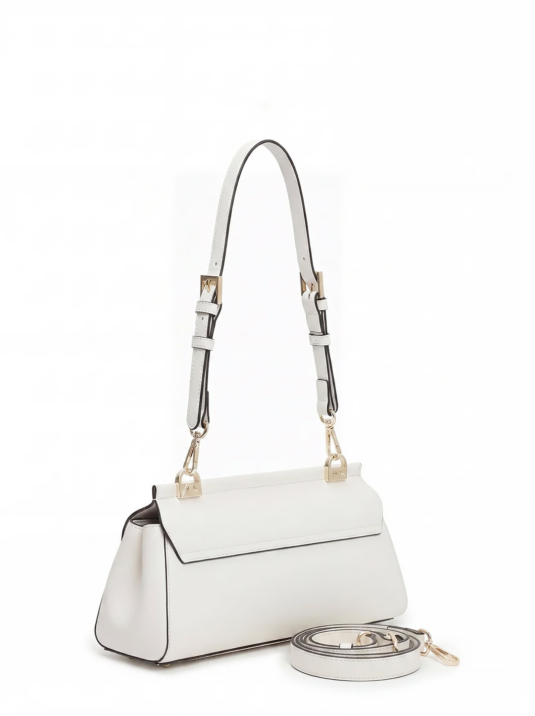 Сумка-багет с пряжкой на клапане от Cromia из натуральной белой кожи