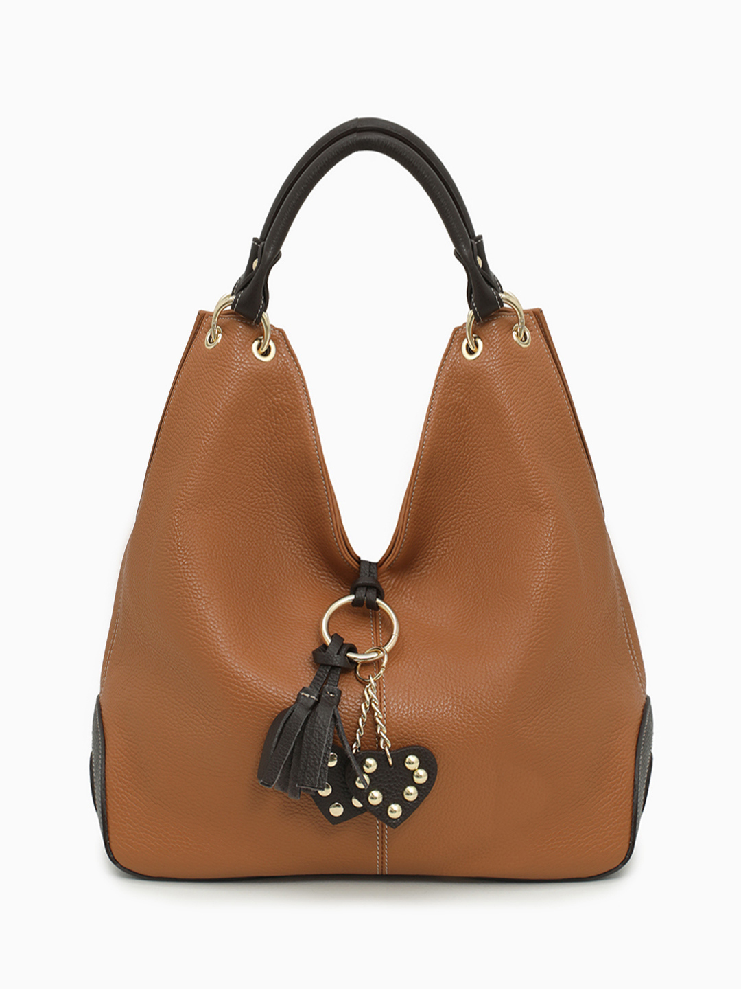 Рыжий шоппер с брелками в стиле бохо и шоколадной отделкой от FOLLE