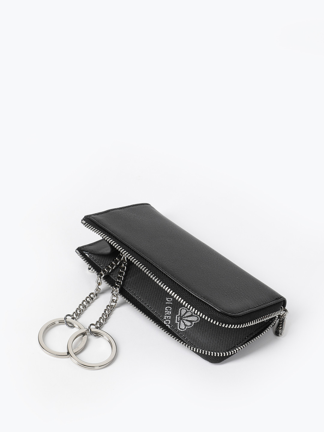 Ключница с металлическим логотипом Di Gregorio в черном цвете