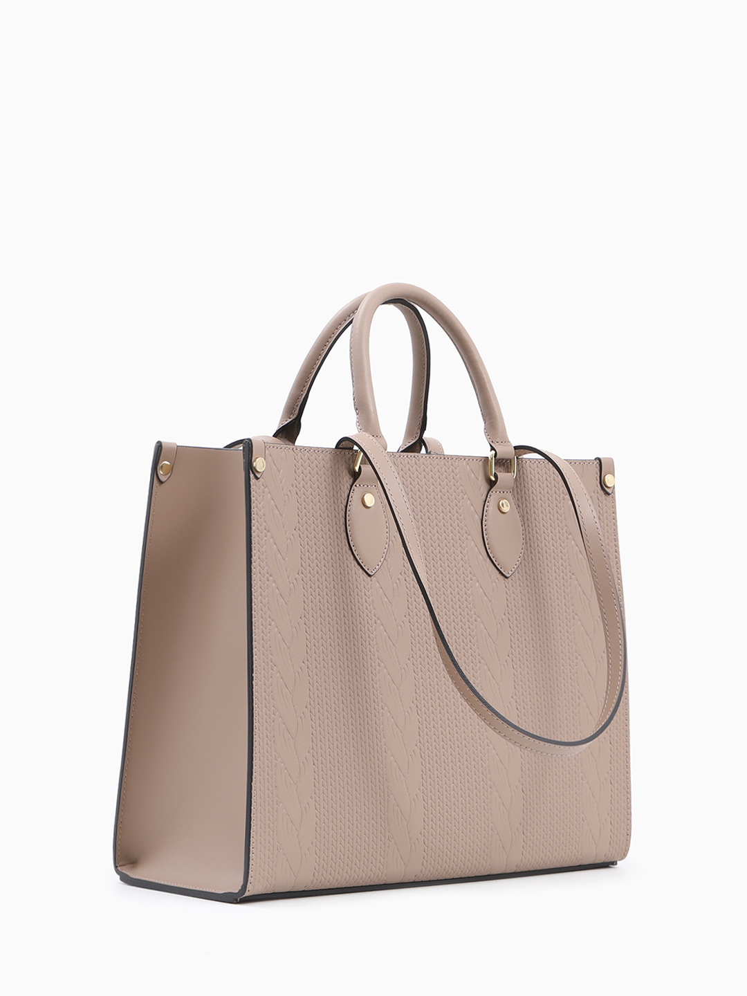 Сумка-шоппер "Polly" с двумя парами ручек и объёмным тиснением от BE NICE в оттенке тауп