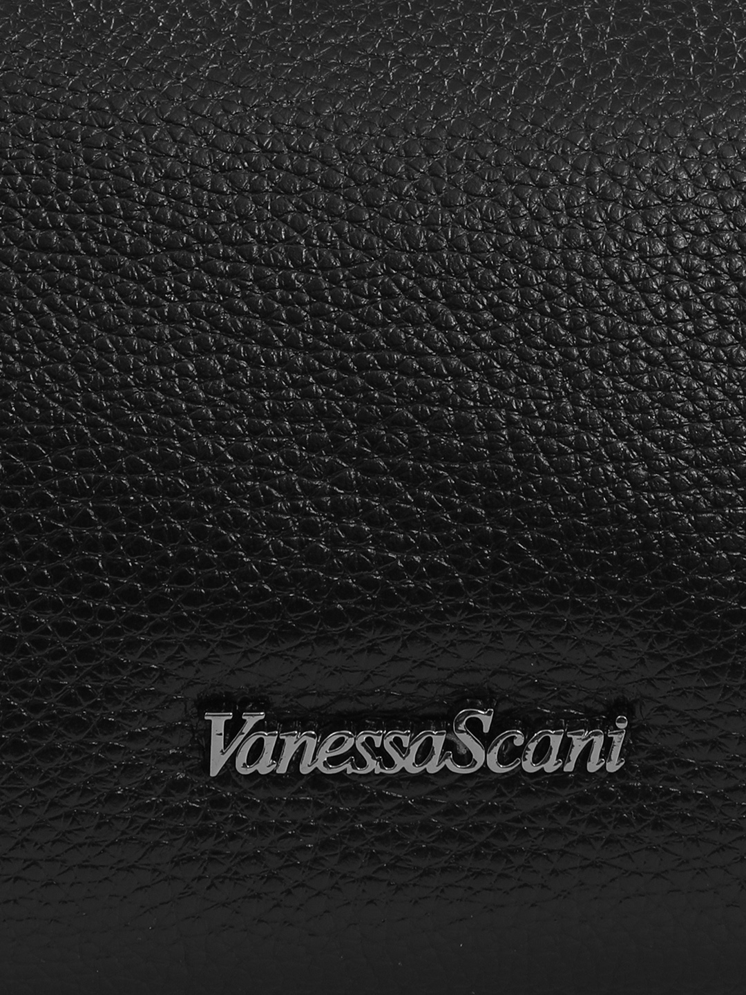 Сумка-багет с широкой ручкой от Vanessa Scani из натуральной черной кожи