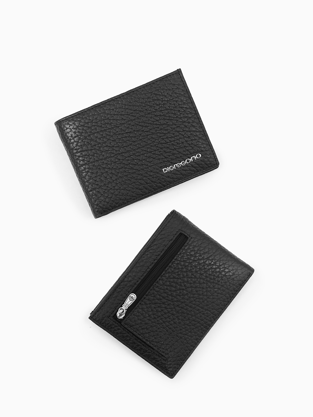 Зажим для денег от Di Gregorio из черной крупнозернистой кожи