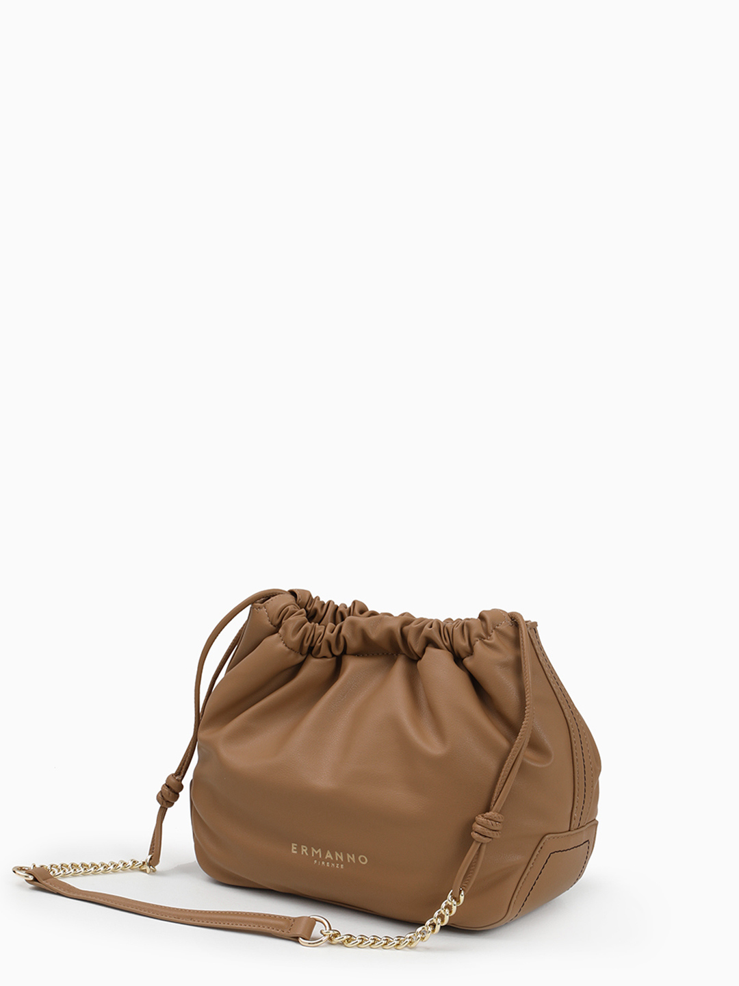 Сумка-мешок с объёмной монограммой ERMANNO FIRENZE в оттенке кэмел