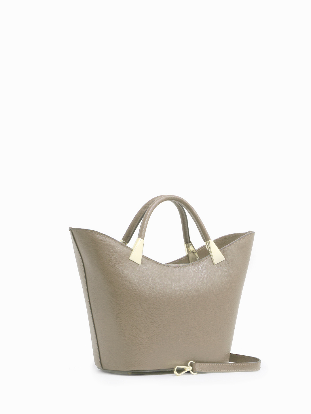 Сумка-лодочка из натуральной кожи цвета тауп с круглой фурнитурой BE NICE