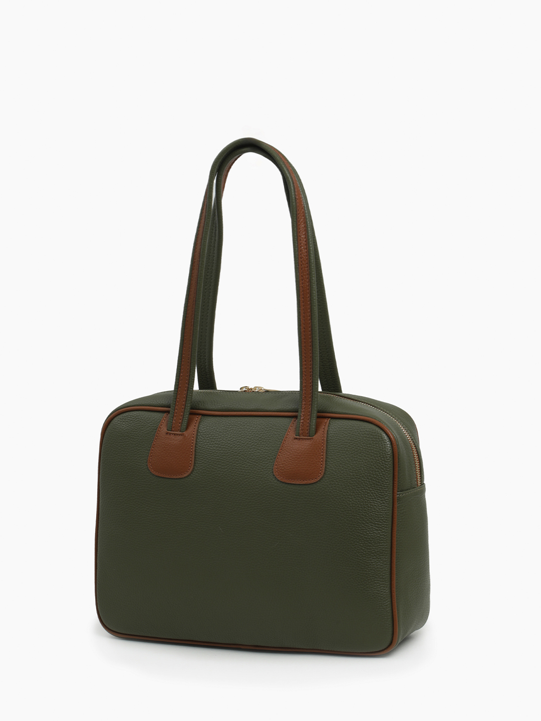 Сумка в размере L с золотистой фурнитурой от FOLLE оливкового цвета