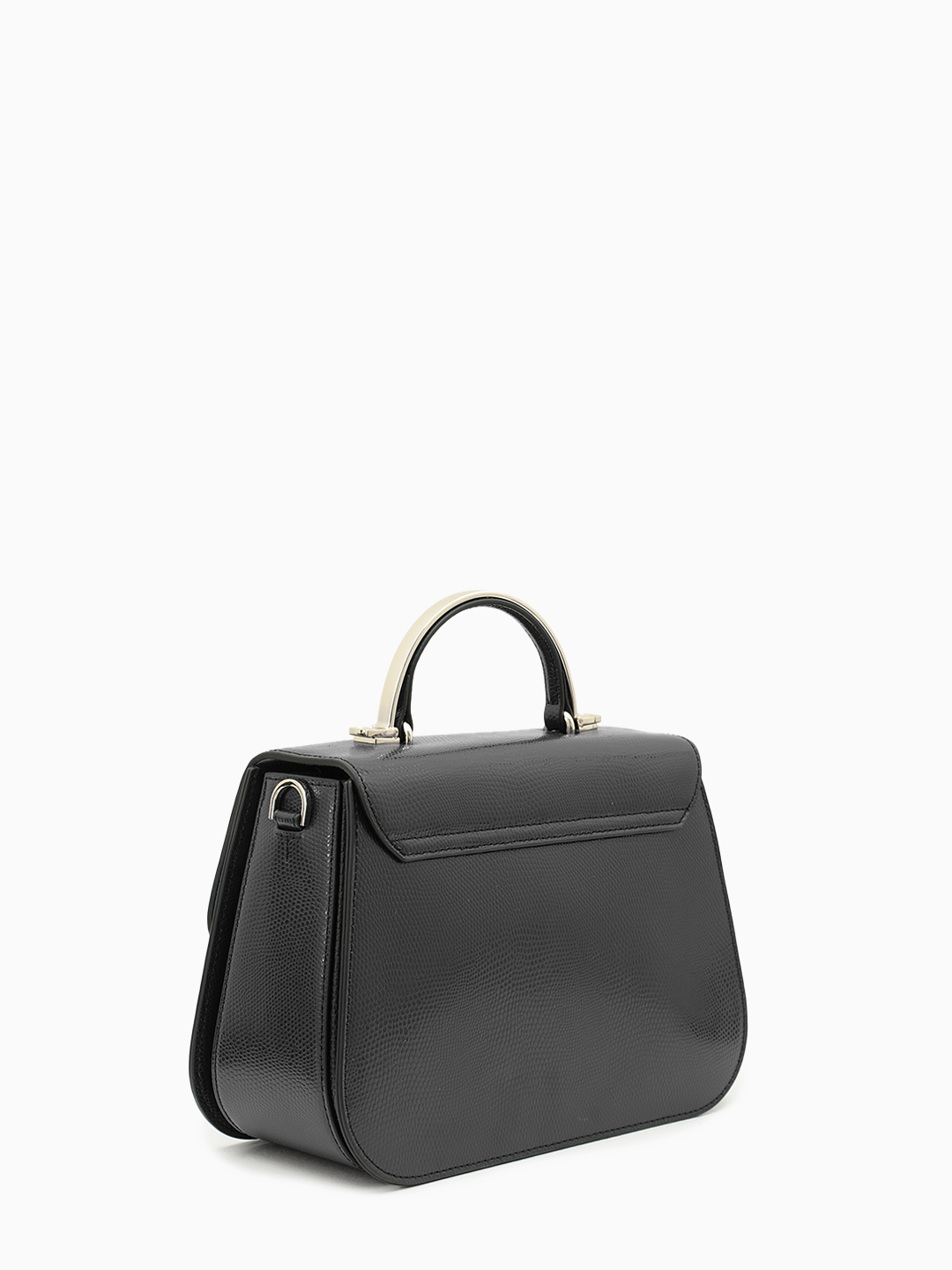 Сэтчел от Cromia в натуральной коже черного цвета с фирменной матовой металлической фурнитурой