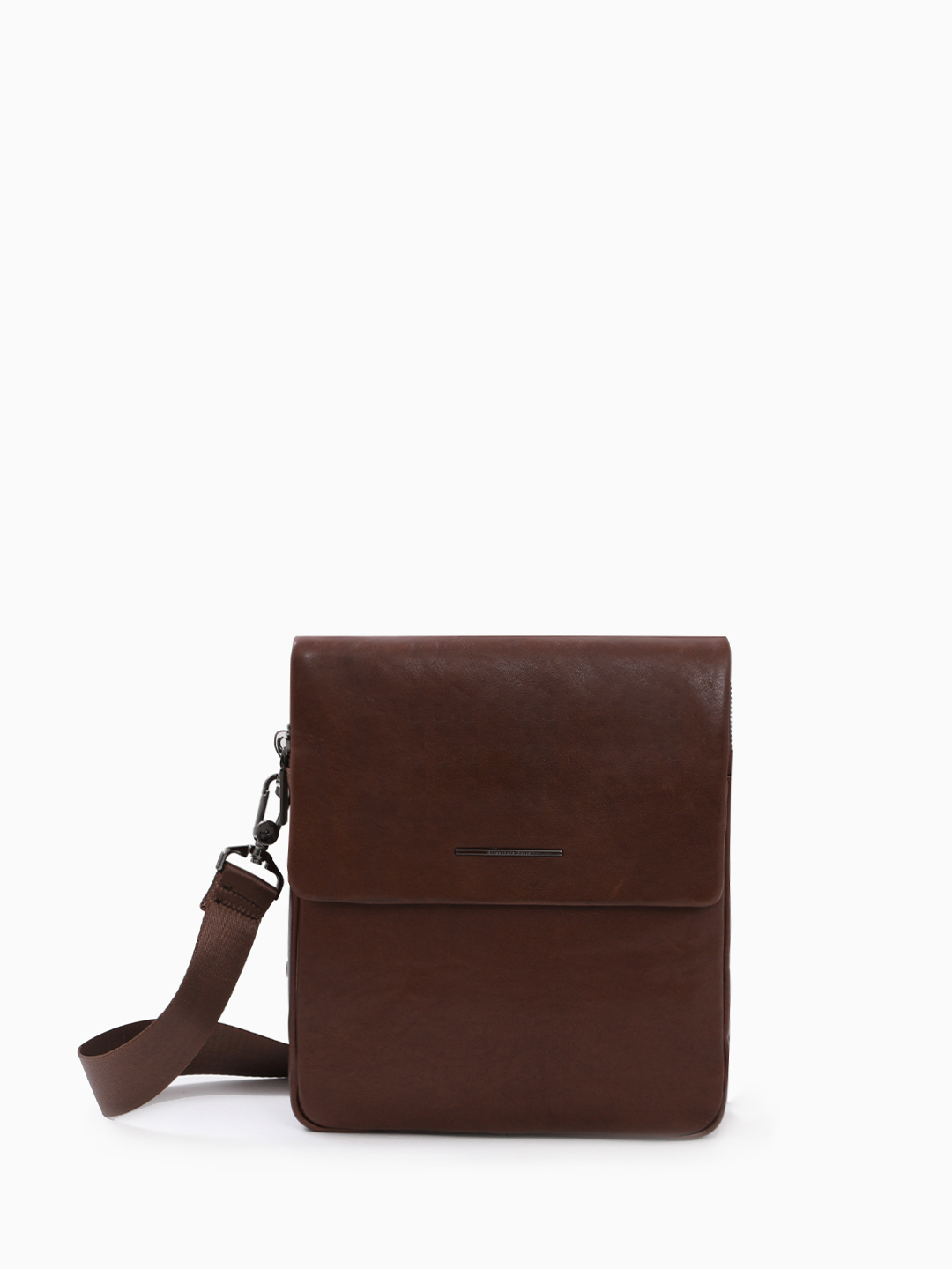 Сумка-планшет с передним клапаном в винтажной коже коричневого цвета от Alessandro Beato