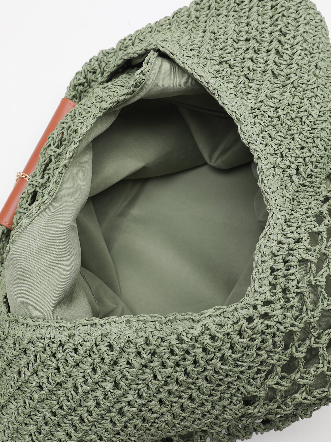 Высокая сумка-мешок из плетеной рафии от Alex Max зеленого цвета