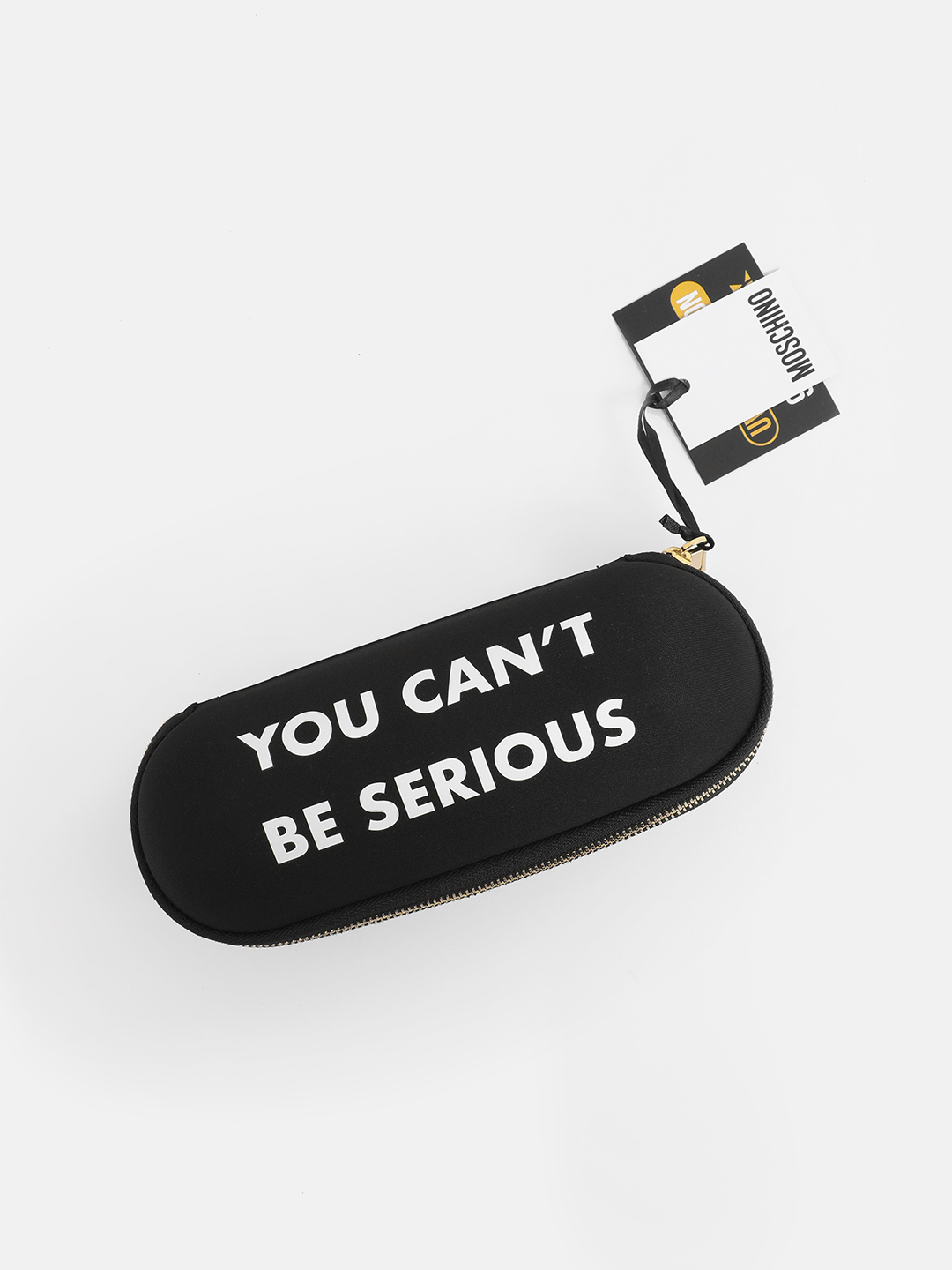 Зонт супермини от Moschino "Ты не можешь быть серьёзной" в чёрном цвете