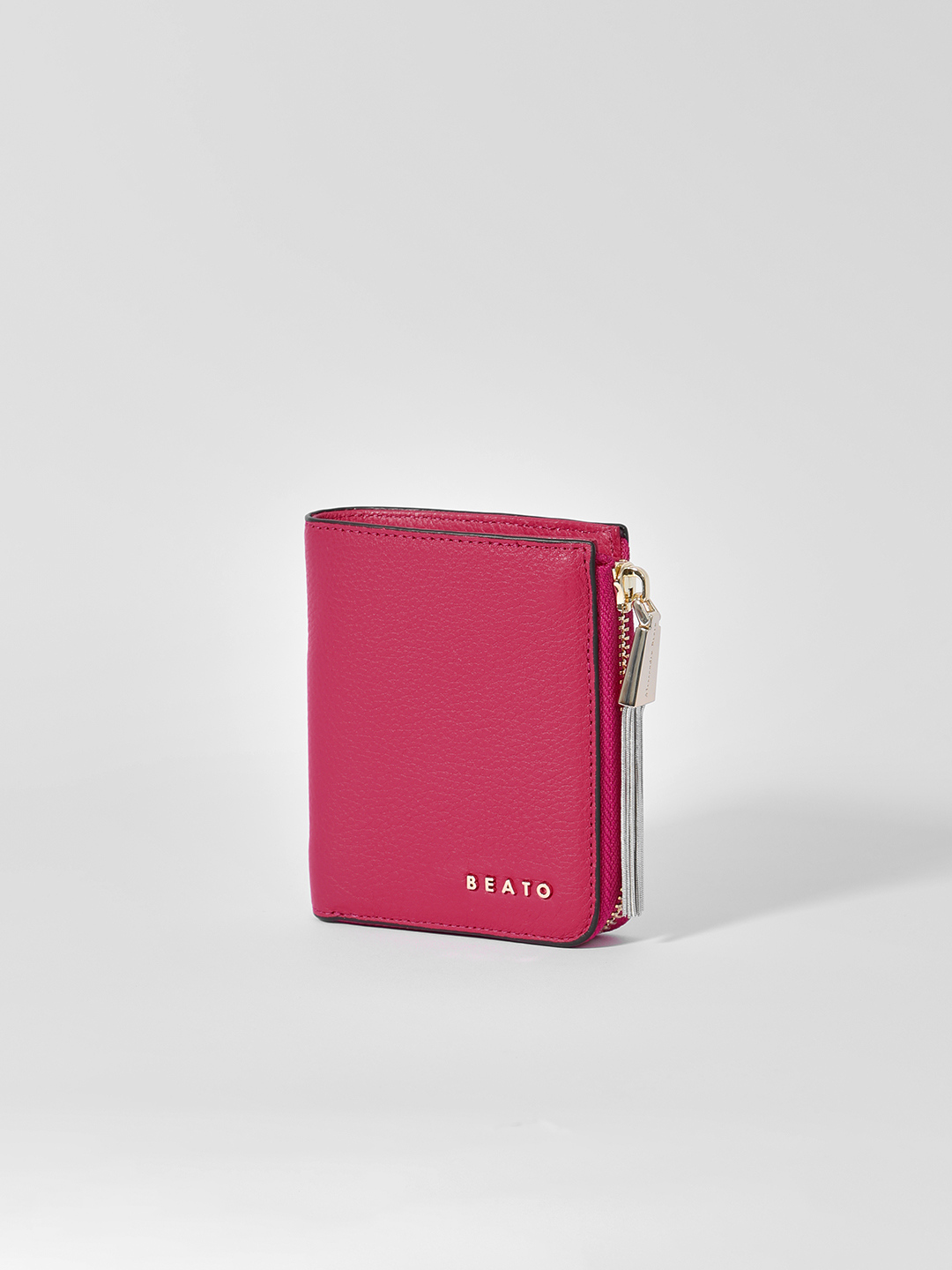 Мини-кошелёк с металлическим пуллером и логотипом Alessandro Beato в малиновом оттенке