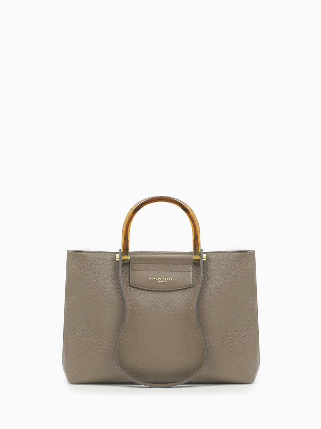 Классическая сумка от Nannini с двумя парами ручек цвета тауп