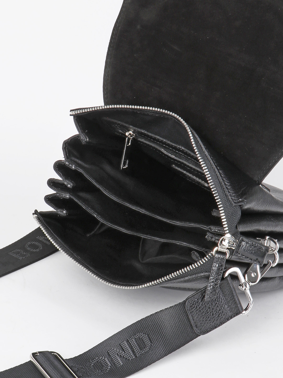 Мужской планшет с клапаном от Bond из натуральной кожи черного цвета