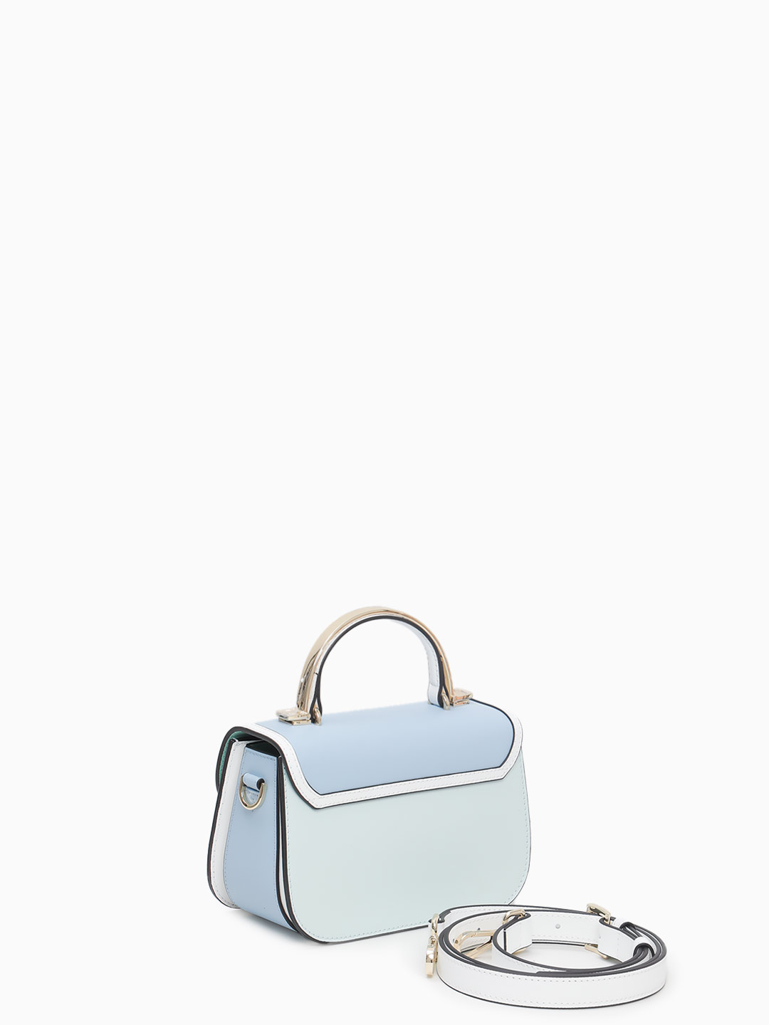 Маленькая сумка с поворотным замком на фирменной пряжке от Cromia из голубой кожи