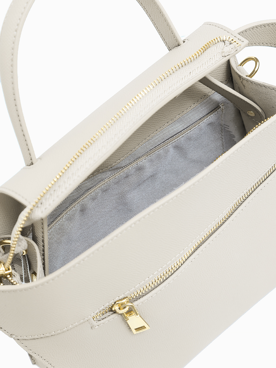 Молочная сумка-сэтчел с металлической пряжкой золотого оттенка от IVORY