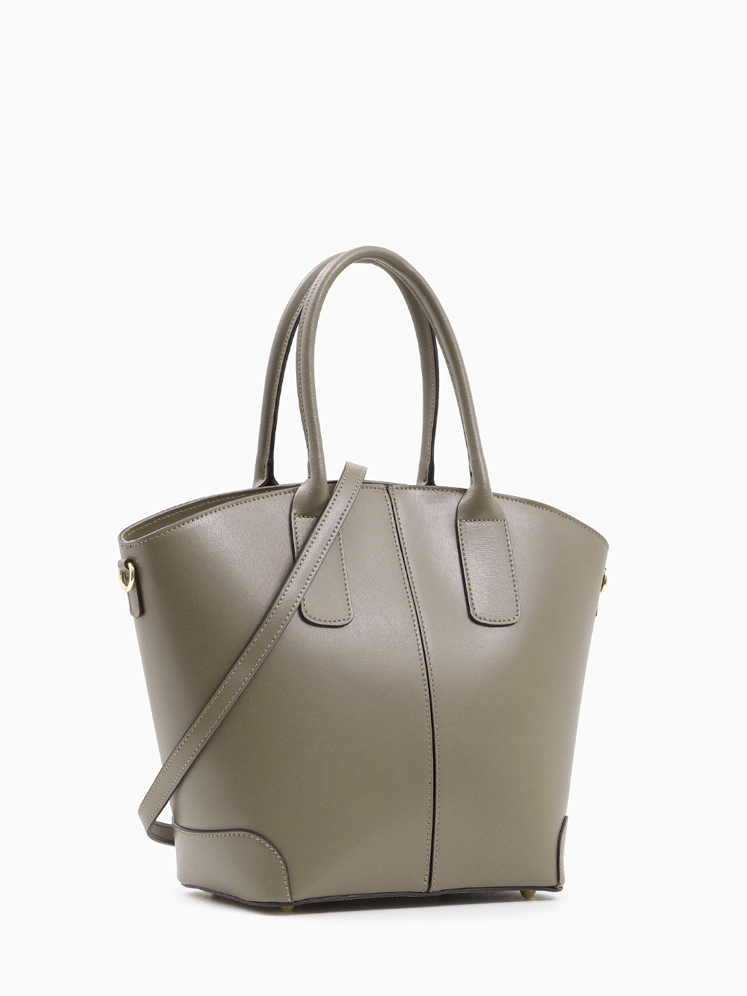 Минималистичный тоут-трапеция с длинным плечевым ремнём от BE NICE в цвете тауп