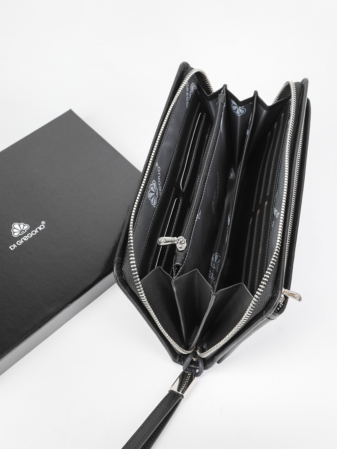 Органайзер-клатч мужской с именными буквами Di Gregorio чёрного цвета