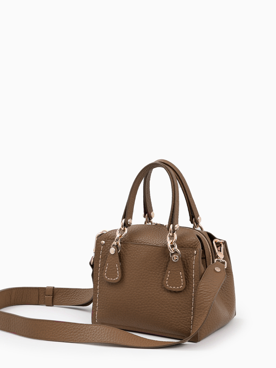 Cумка-тоут с широкой строчкой и боковым металическим логотипом в размере м от gironacci в коричневом цвете