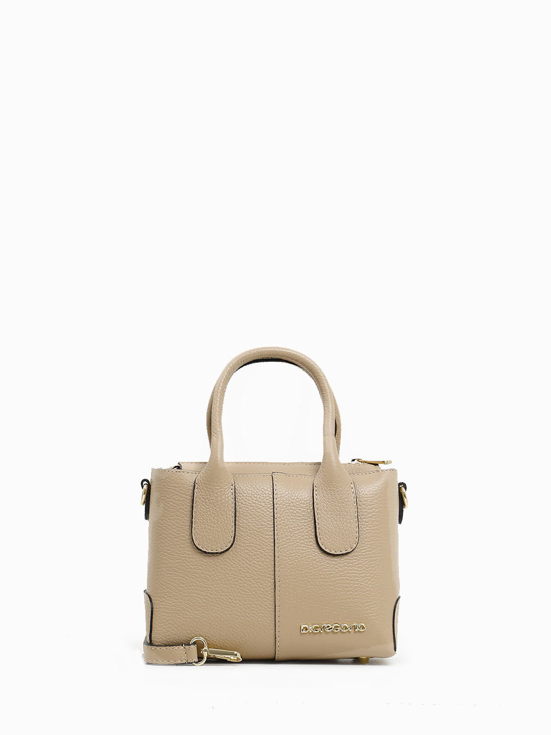 Сумка-тоут в размере S с гравировкой логотипа Di Gregorio в оттенке капучино