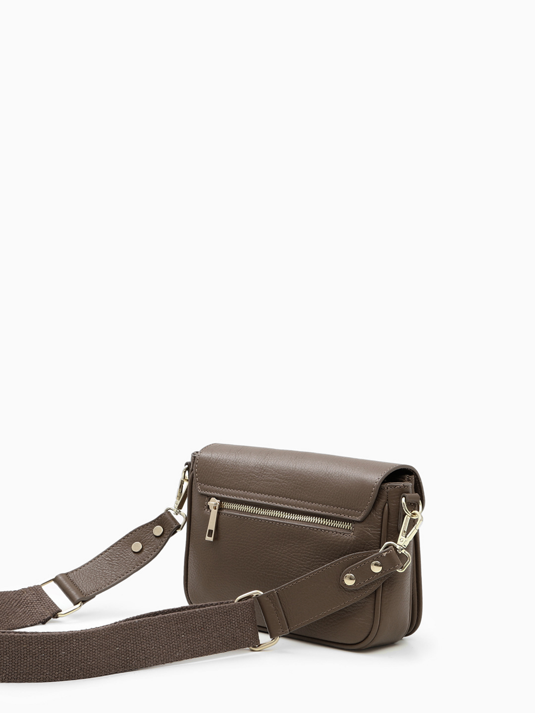 Сумка кросс-боди от итальянского бренда FOLLE из натуральной кожи шоколадного оттенка