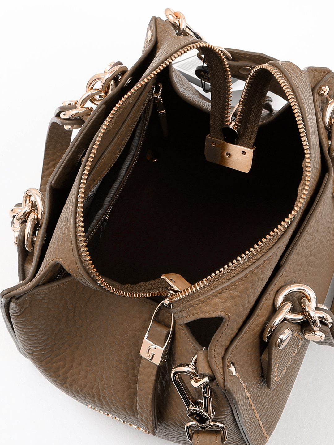 Cумка-тоут с широкой строчкой и боковым металическим логотипом в размере м от gironacci в коричневом цвете