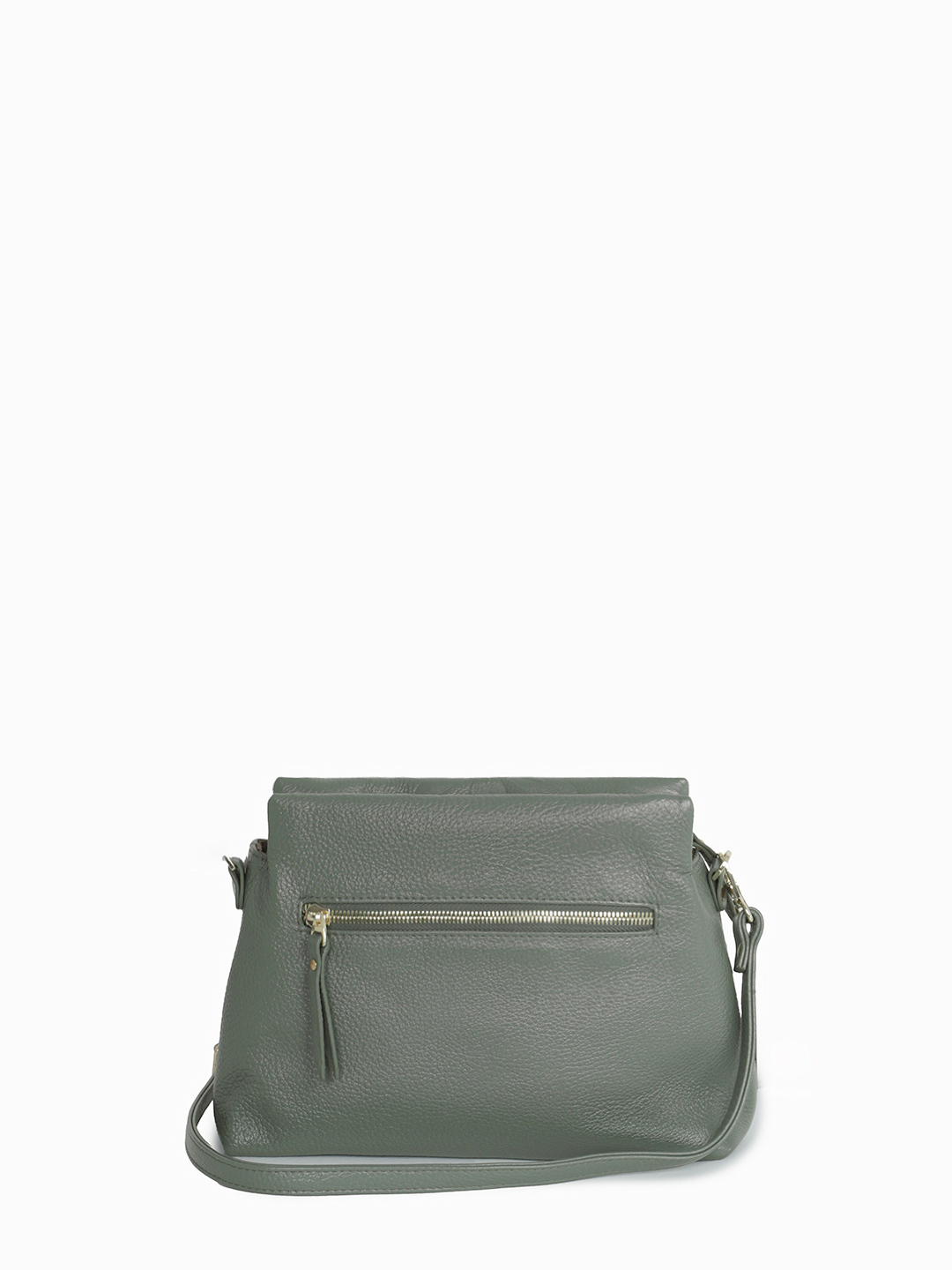 Прямоугольная кросс-боди c фирменным круглым логотипом от FOLLE в шалфейном цвете с цветочным штампом