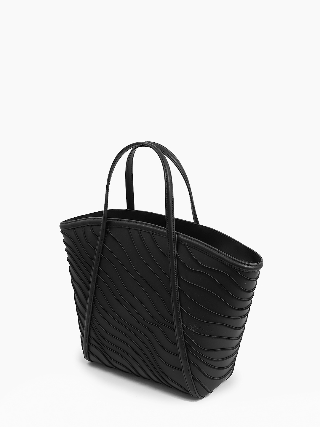 Сумка-трапеция в размере М с объёмным узором от CROMIA в чёрном цвете