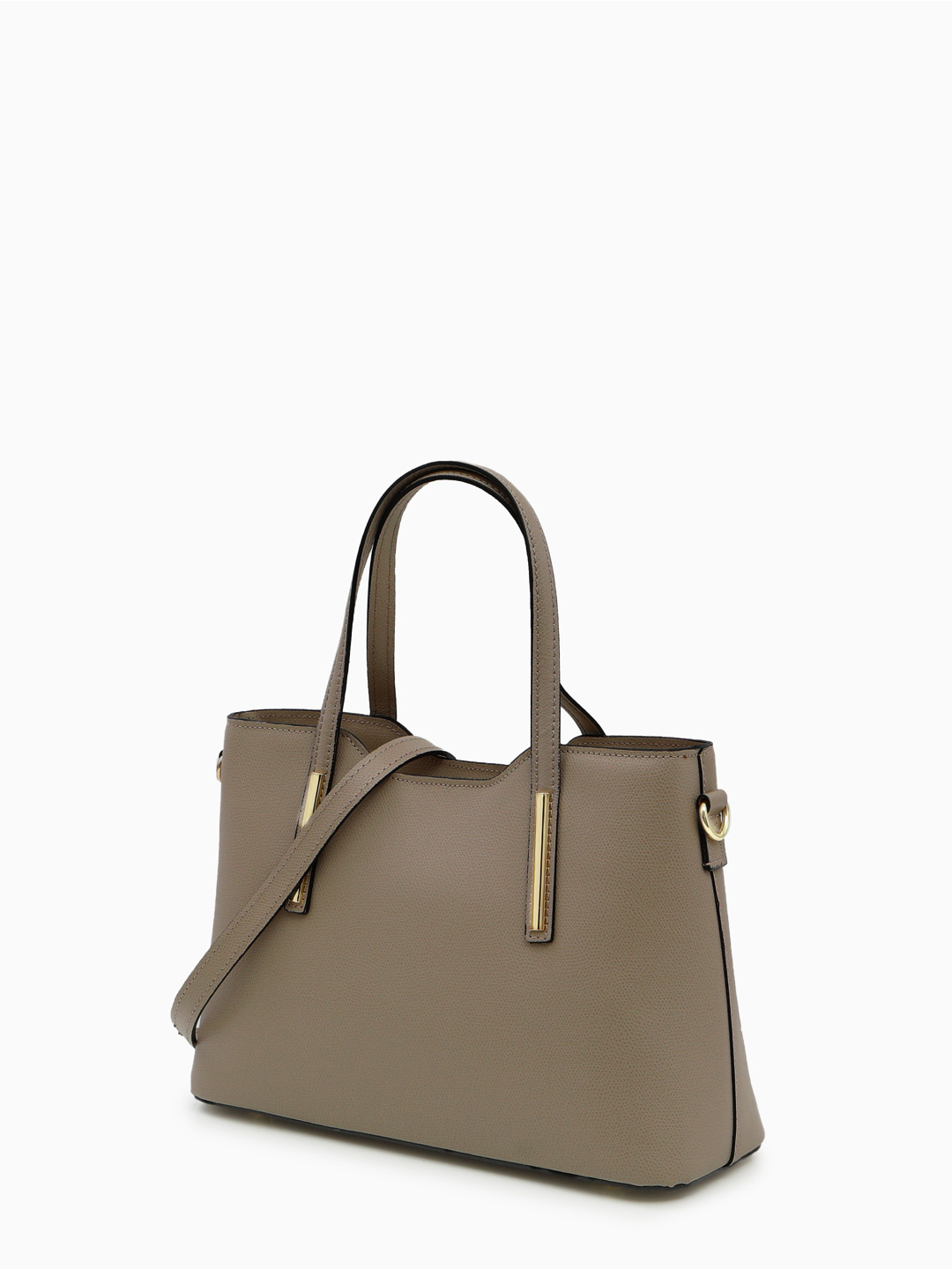 Сумка-тоут с металлическим декором на ручках от FOLLE в оттенке тауп
