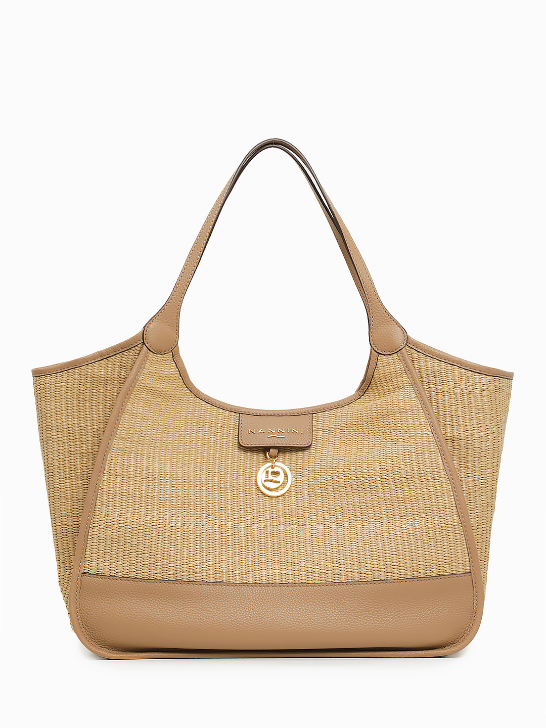 Сумка-шоппер с дополнительной косметичкой с логотипом NANNINI оттенка naturale