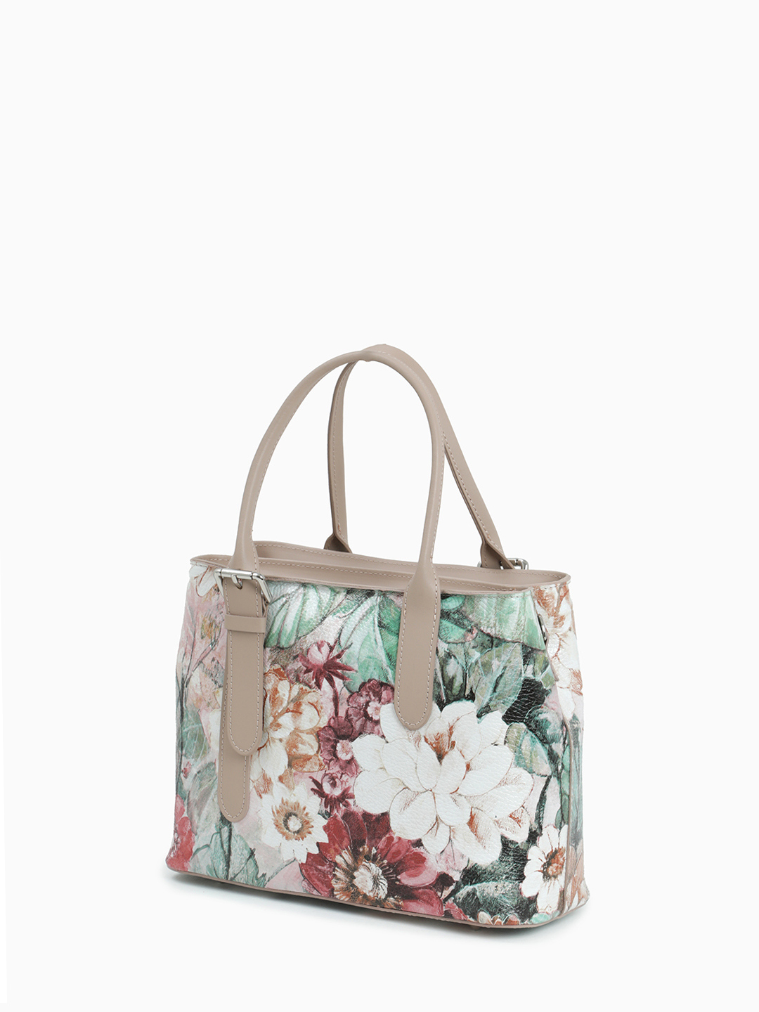 Сумка-тоут с цветочным принтом и ручками бежевого оттенка от Folle