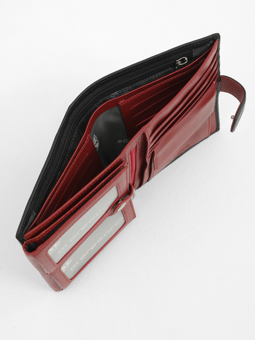 Портмоне от Di Gregorio в черном цвете с красной внутренней отделкой