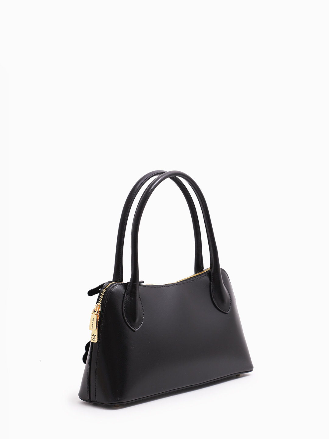 Сумка-багет с фирменным брелоком в виде цветка от Gilda Tonelli в чёрном цвете