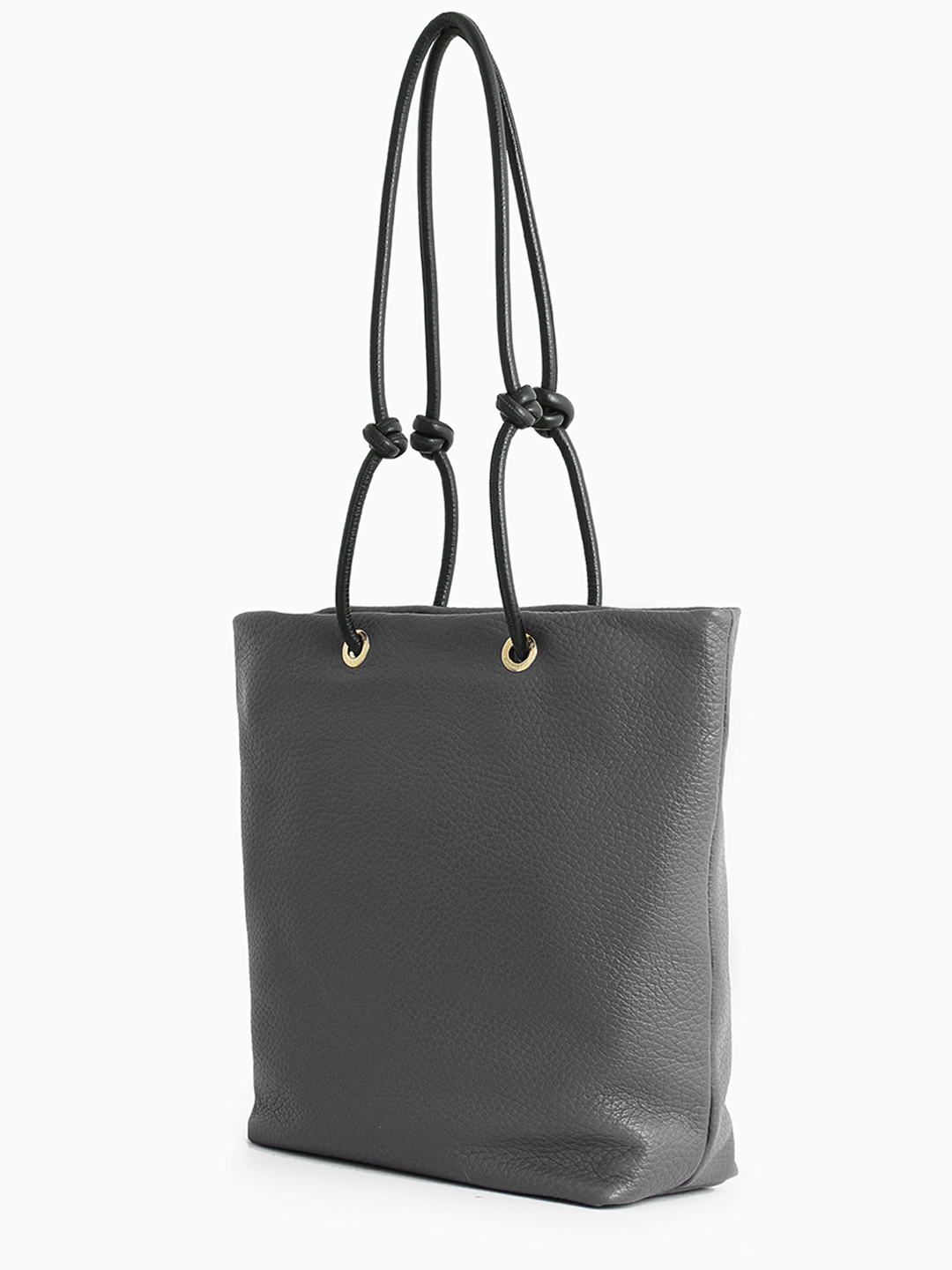 Серая сумка-шоппер с объёмными узлами на ручках от Sara Burglar